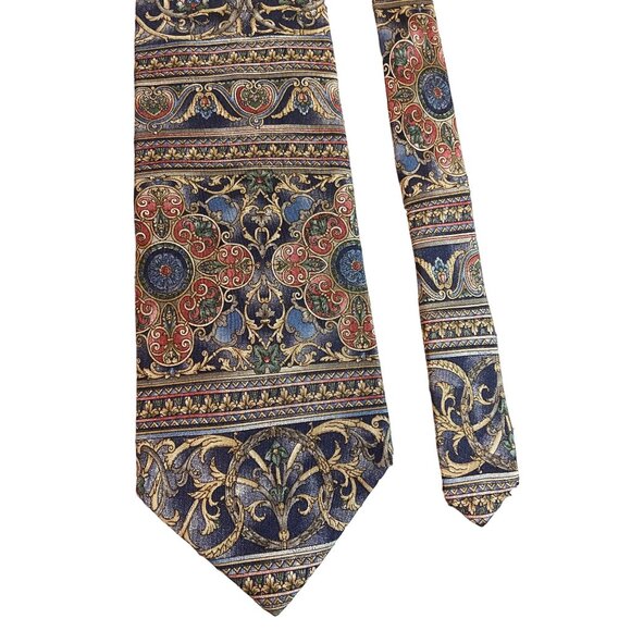 Bill Blass MensSilk Neck Tie Blue Tan Red Paisley Work Dad Gift - Picture 2 of 6